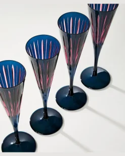 Set Prism aus vier Champagnerflöten Blau