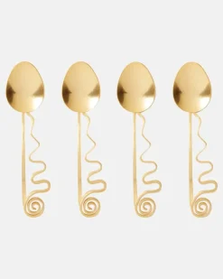 Set Spirale aus vier Cocktaillöffeln Gold