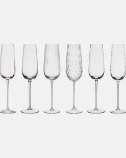 Set Tolomeo aus sechs Champagnerflöten Transparent