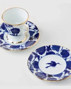 Set Wildbird Blu aus zwei Espressotassen und Untertassen Blau