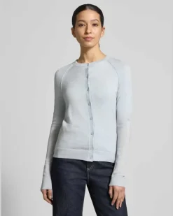 Shaped Fit Sweatjacke aus reiner Schurwolle Modell 'Fonami Hellblau