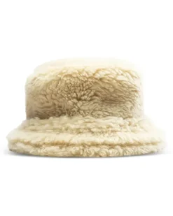 Shearling-Fischerhut mit doppelter Krempe - Nude