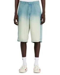 Shorts aus fließendem, überfärbtem Denim - Denim Kurze Hose - Herren - Blau