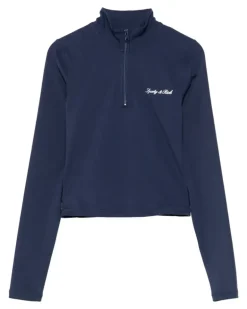 Signature Logo Sportoberteil mit kurzem Reißverschluss - Blau