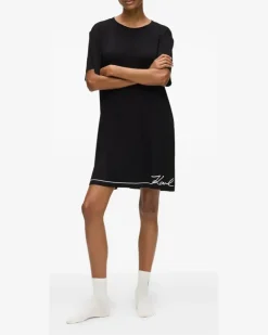 Signature Nachthemd mit Logo - Schwarz