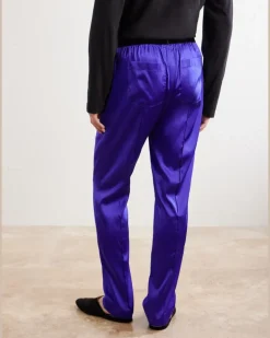 Silk-Blend Satin Pyjama Trousers Purple
