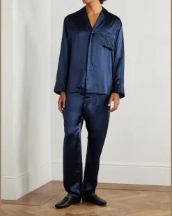 Silk-Satin Pyjama Set Blue
