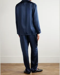 Silk-Satin Pyjama Set Blue