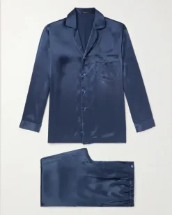 Silk-Satin Pyjama Set Blue