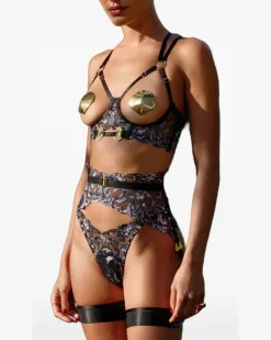 Siren Tanga aus Spitze - Schwarz