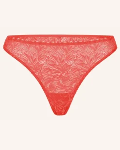 Sleek Lace Plunge Bh Aus In Deutschland Hergestellter Spitze, Dreamy Lace String Tanga Aus Nachhaltiger Spitze - Atmungsaktiv orange