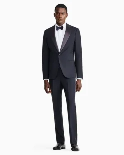 Slim-Fit-Smoking aus reiner Wolle mit halbem Canvas aus der Soho-Linie Marineblau