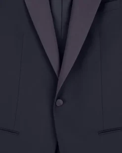 Slim-Fit-Smoking aus reiner Wolle mit halbem Canvas aus der Soho-Linie Marineblau