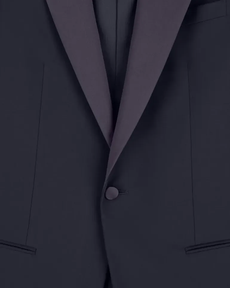 Slim-Fit-Smoking aus reiner Wolle mit halbem Canvas aus der Soho-Linie Marineblau