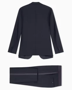 Slim-Fit-Smoking aus reiner Wolle mit halbem Canvas aus der Soho-Linie Marineblau