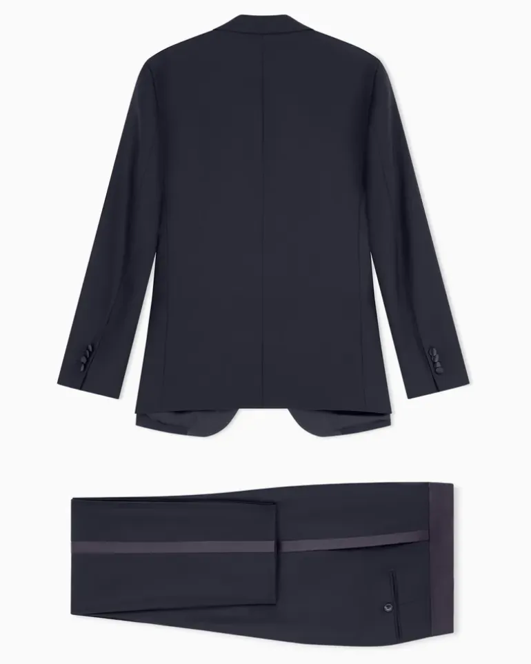 Slim-Fit-Smoking aus reiner Wolle mit halbem Canvas aus der Soho-Linie Marineblau