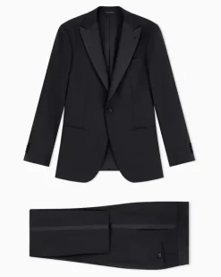 Slim-Fit-Smoking aus reiner Wolle mit halbem Canvas aus der Soho-Linie Schwarz