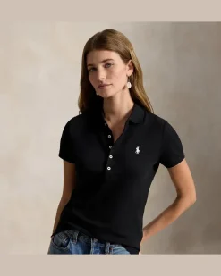 Slim-Fit Stretch-Poloshirt Black