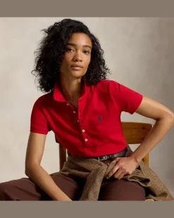 Slim-Fit Stretch-Poloshirt Red