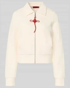 Slim Fit Sweatjacke aus reiner Baumwolle Modell 'EROICO Offwhite