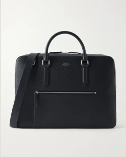 Slim Full-Grain Leather Briefcase Black