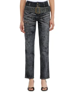 Slim Jeans High Waist D-Gorina, Schwarz/Dunkelgrau, Knopfverschluss
