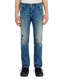 Slim Jeans Regular Waist 1993 D-Vyl, Mittelblau, Knopfverschluss