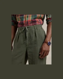 Slim-Tapered-Fit Leinenhose Lateef Green