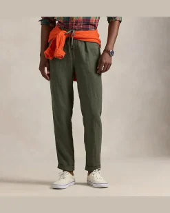 Slim-Tapered-Fit Leinenhose Lateef Green