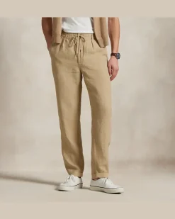 Slim-Tapered-Fit Leinenhose Lateef Tan