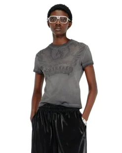 Slim T-shirt mit dévoré Phoenix - T-Shirts - Damen - Grau
