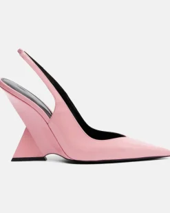 Slingback-Wedges Cheope aus Leder Rosa