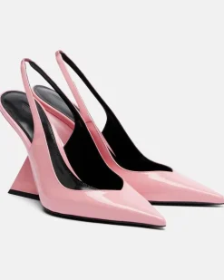 Slingback-Wedges Cheope aus Leder Rosa