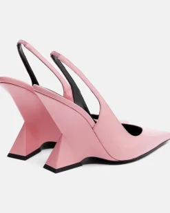 Slingback-Wedges Cheope aus Leder Rosa