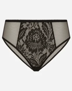 Slip Aus Spitze Und Tüll - Frau Unterwäsche Schwarz Black