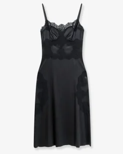 Slip Dress with Lace Details - - gender_Woman Black