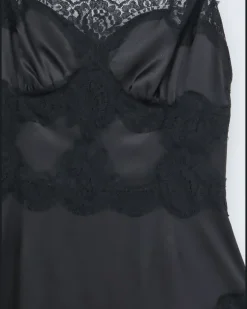 Slip Dress with Lace Details - - gender_Woman Black