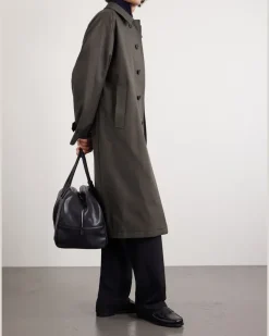 Slub Cotton-Twill Coat Brown