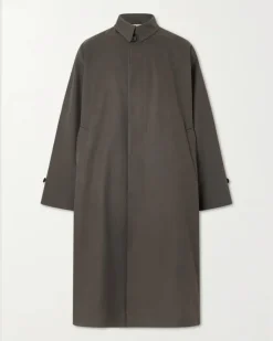 Slub Cotton-Twill Coat Brown