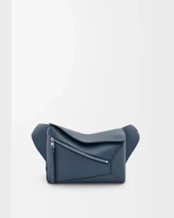 Small Puzzle Edge Bumbag In Leather skin Hombre puzzle Indigo
