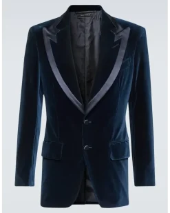 Smokingjacke Atticus aus Samt Blau
