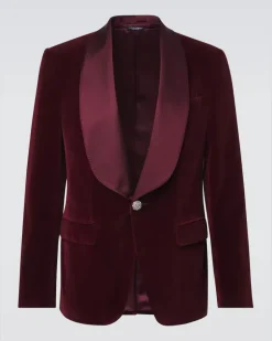 Smokingjacke aus Samt Burgunderrot