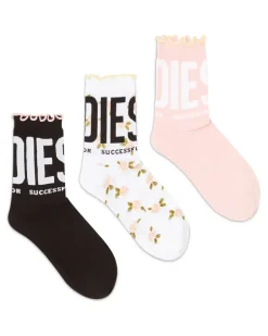 Socken mit Rüschenkante im Dreierpack - Socken - Damen - Bunt