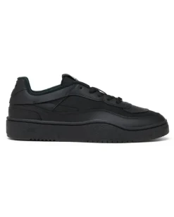 S-Oval Skate-Sneakers aus Leder mit Einsatz aus Stoff - Sneakers - Herren - Schwarz