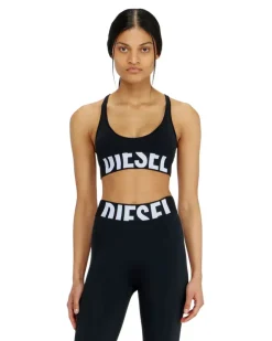 Sport-BH aus Mikrofaser mit Cut-off-Logo - BHs - Damen - Schwarz