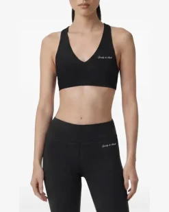 Sport-BH mit Logo-Print - Schwarz