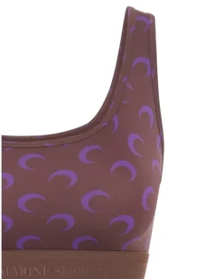 Sport-BH mit Mond-Print - Braun