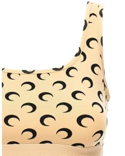 Sport-BH mit Sichelmond-Print - Nude