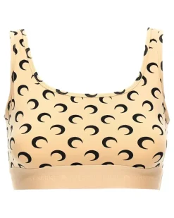 Sport-BH mit Sichelmond-Print - Nude