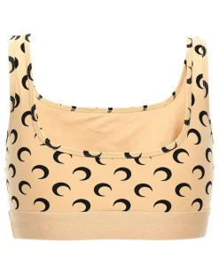 Sport-BH mit Sichelmond-Print - Nude